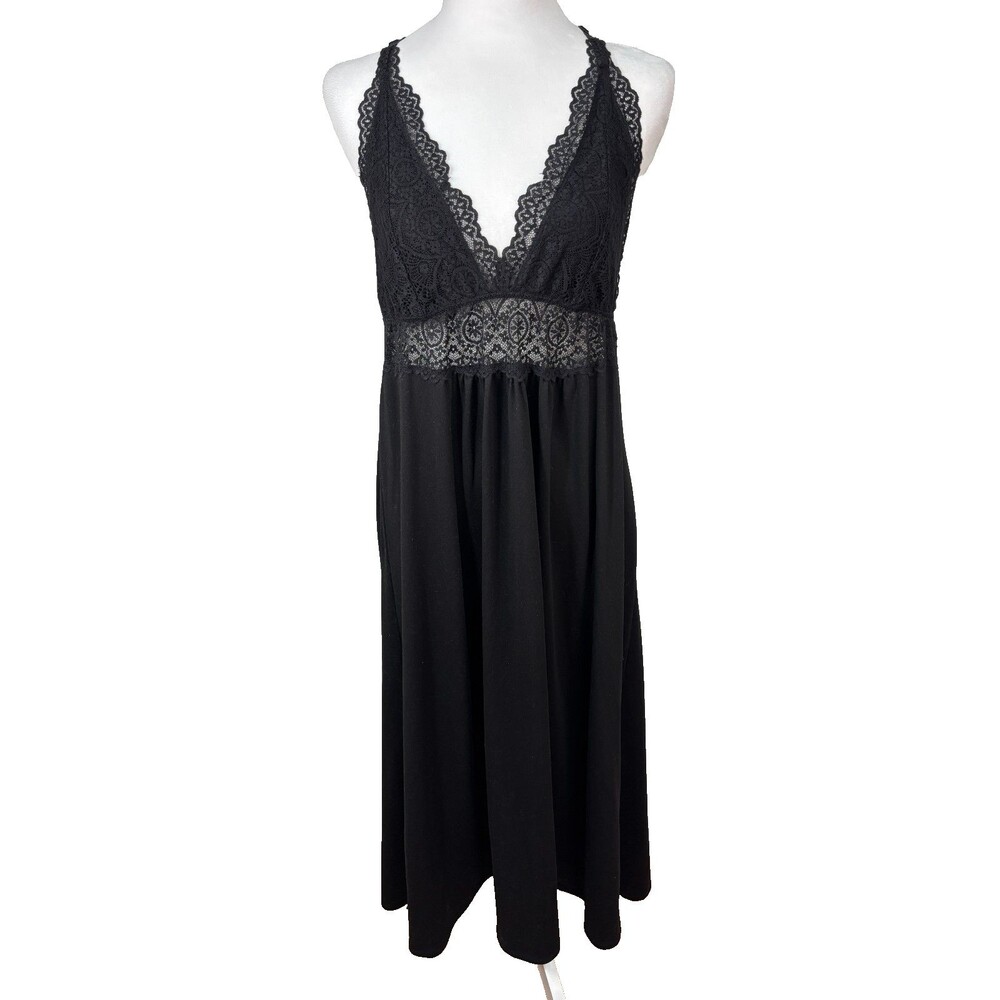 Linea‎ Donatella Slip Dress Sz L Lace Babydoll Whimsigoth Dark Fairy Festival